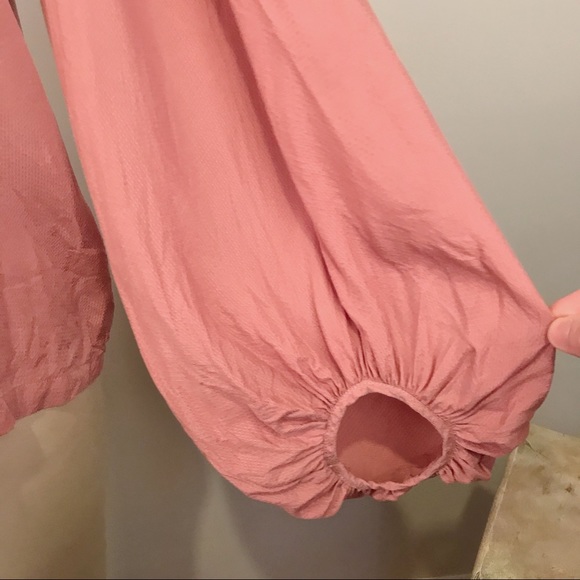 Minimun V-Neck Rose Bishop Sleeve Blouse Size 6 - Picture 3 of 6